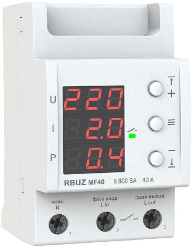 Реле напряжения однофазное цифровое на DIN-рейку Rbuz MF40 многофункциональное 40А 0-400А фото Реле напряжения однофазное цифровое на DIN-рейку Rbuz MF40 многофункциональное 40А 0-400А картинка